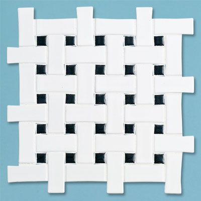 example of a budget black and white basketweave tile