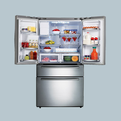open samsung french door stainless steel refrigerator 