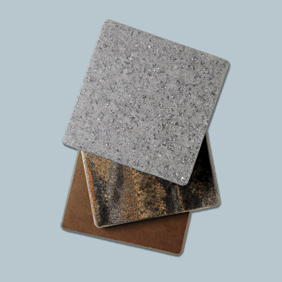 small tiles of corian in different colors