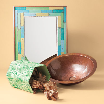 recycled color washed mirror 