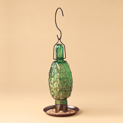 recycled glass bird feeder