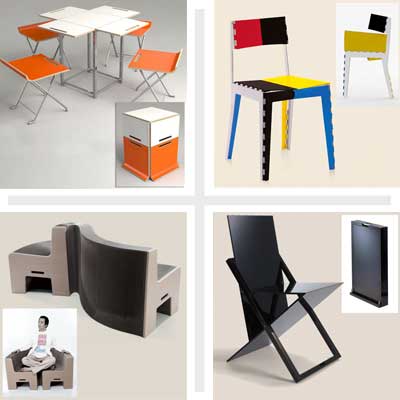 composite showing four types of folding chairs
