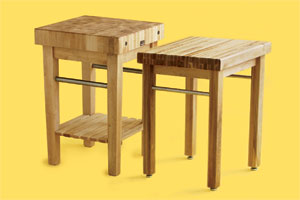 two examples of butcher-block worktables