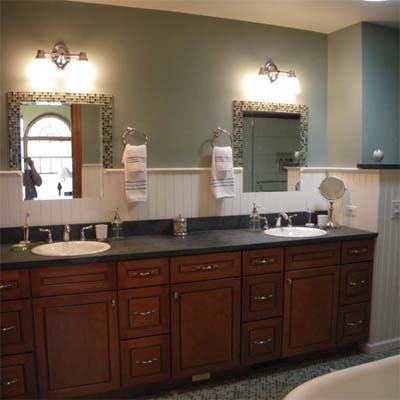 remodeled bathroom with double sink vanity