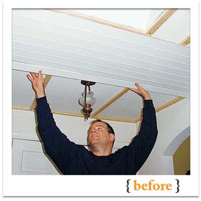 hanging the foyer ceiling at the 2010 reader remodel winner house