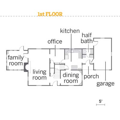 floorplan for first floor of the 2010 reader remodel winner house