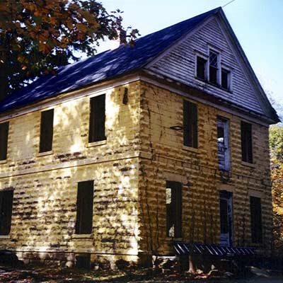 dilapidated farm house