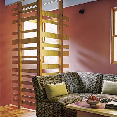 slatted wall for natural light in eco-home
