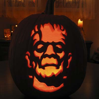 Frankenstein carving by Ryan Wickstrand of ZombiePumpkins.com
