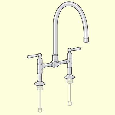 two hole bridge body-type kitchen faucet