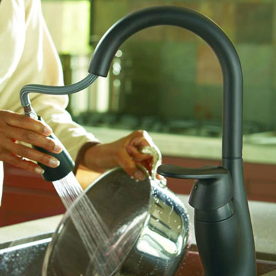 kitchen faucet with matte black finish