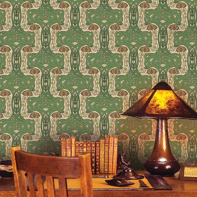 Celtic Knot wallpaper behind a desk