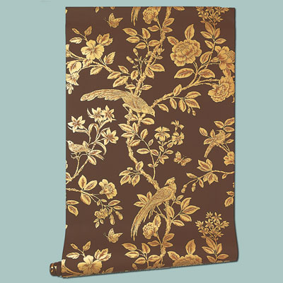 Soraya in Metallic on Dark Brown wallpaper