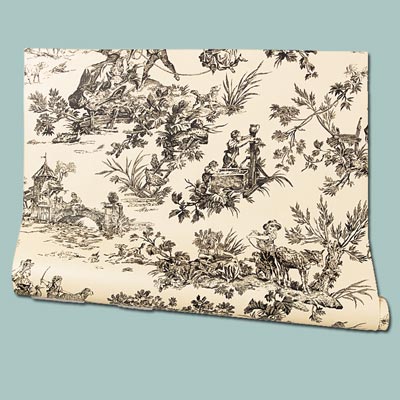 vintage look scene on nonwoven wallpaper