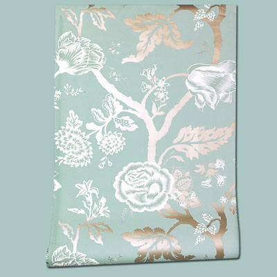 nonwoven blue-and-white Metallic Floral Fantasy wallpaper