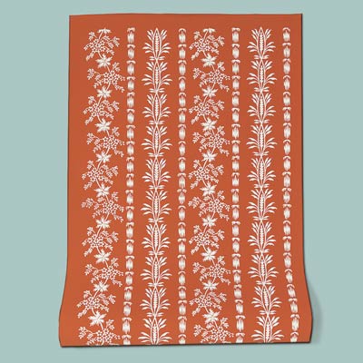 paper Concord Stripe and Vine wallpaper in red and white