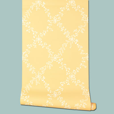paper Toile Trellis wallpaper in yellow and white