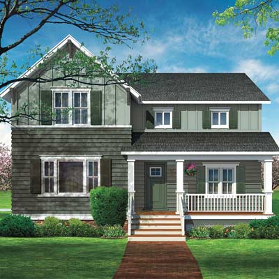Photo illustration of farmhouse facade