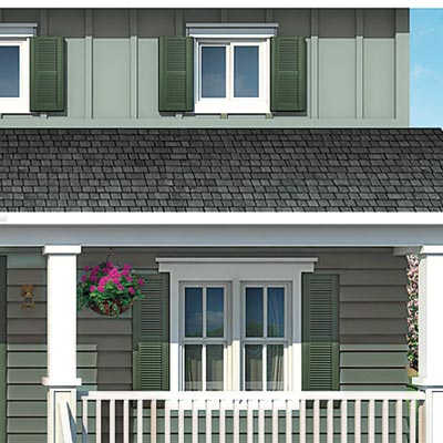 farmhouse with shuttered windows