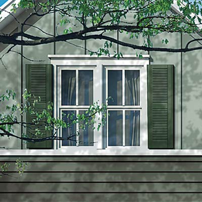 farmhouse with wide trimmed window