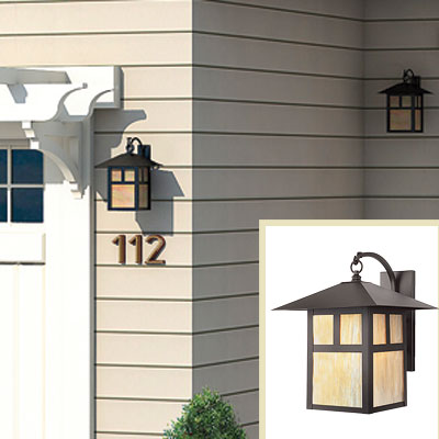 Sconces along the exterior of the Elsen home redo
