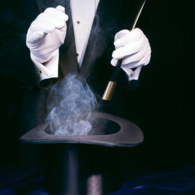 Magicians hat and wand 