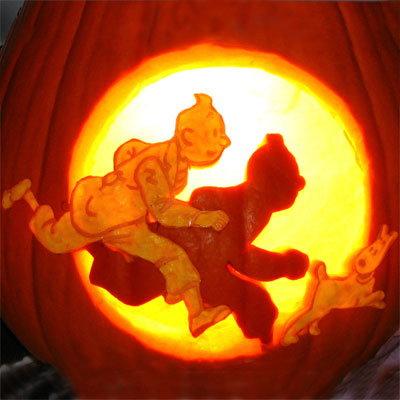 Tintin carved pumpkin for contest