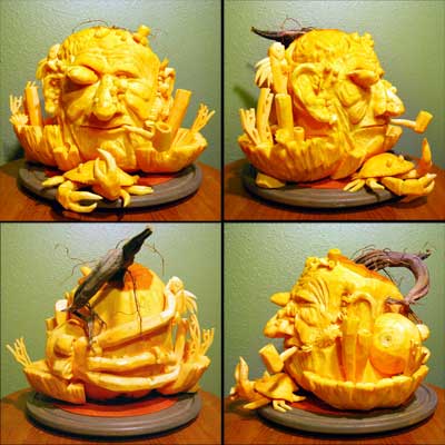 old man of the sea carved pumpkin for contest