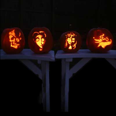 corpse bride characters carved pumpkins for contest