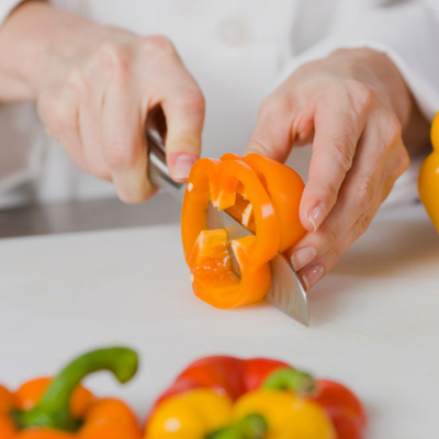 Chopping peppers