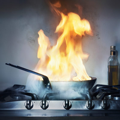 Frying pan on fire