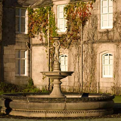 outdoor fountain at balmoral castle in scotland