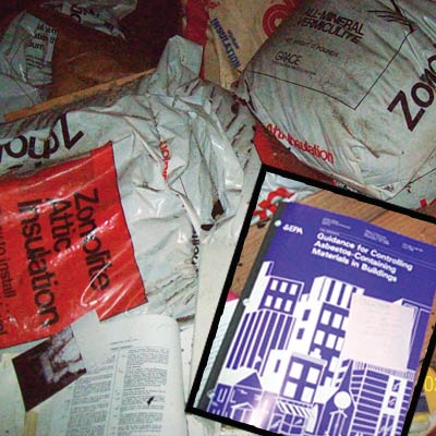 Bags of asbestos and reading material 