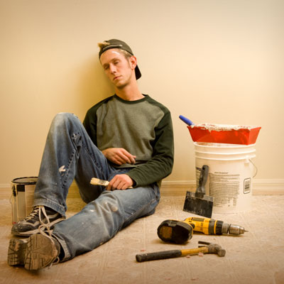Tired diy worker