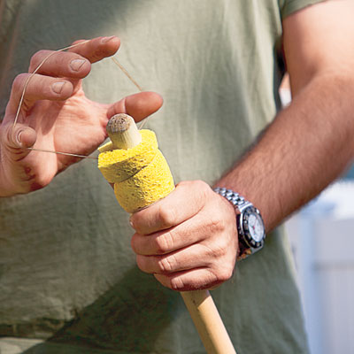 sponge wrapped around handle for padded grip