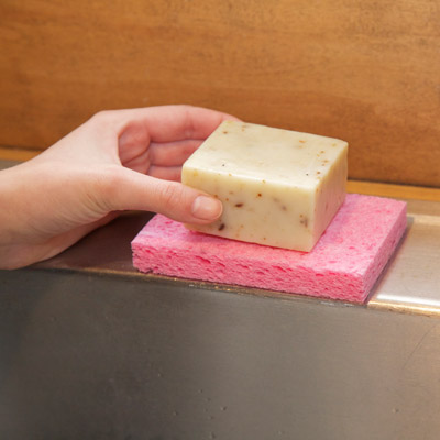 sponge used as soapdish