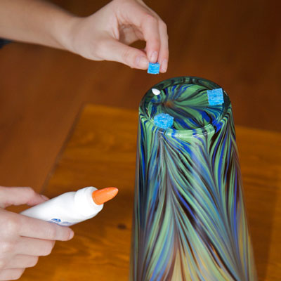 sponges glued to bottom of vase to prevent scratching surfaces