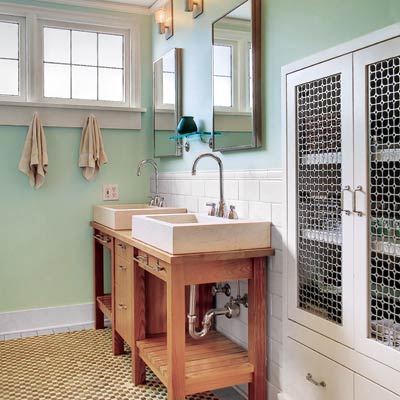 Screened-in bathroom cabinet