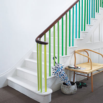 staircase with painted balusters