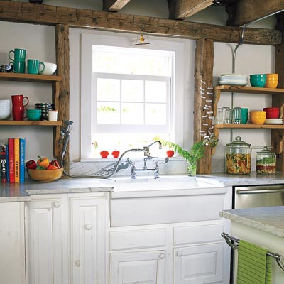 remodeled farmhouse kitchen with sink