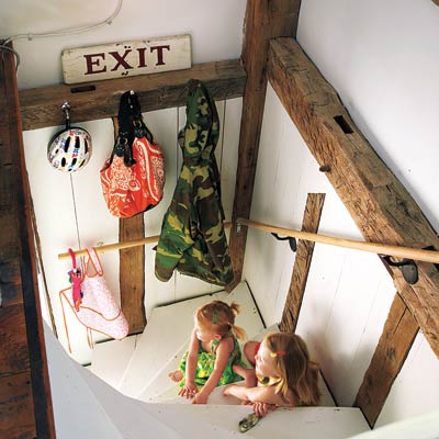 remodeled farmhouse spiral staircase 