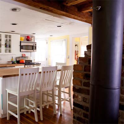 cluttered kitchen of the bedford house before this old house remodel