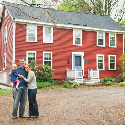 Front view of the Bedford Homestead and the Page family