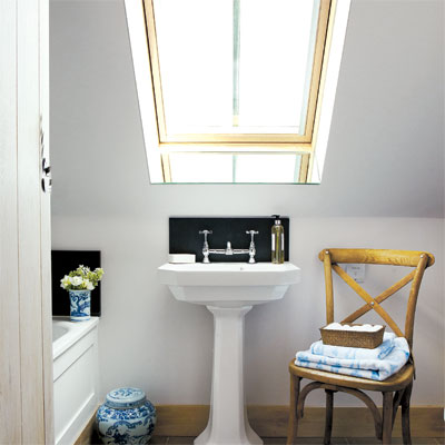 skylight increases headroom in this refinished attic