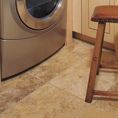 laundry room with water resistant floors and countertops