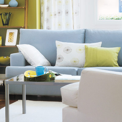 living room with clean lined sofa