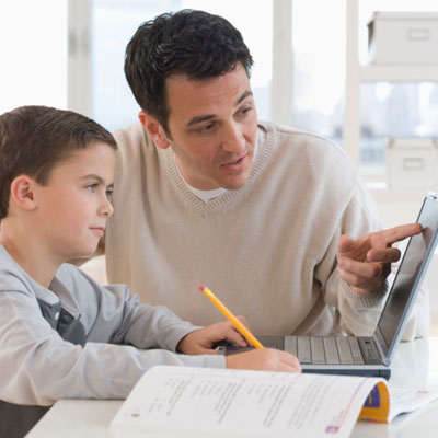 Father and son on the computer