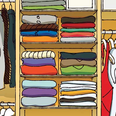 illustration of a well organized closet