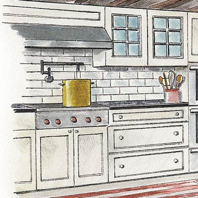 an illustration of a six-burner rangetop