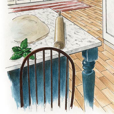 an illustration of a kitchen island corner
